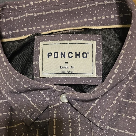 Poncho Men's Gray Striped XL Shirt - Picture 3 of 3